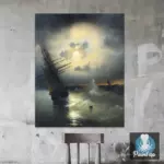 Картина Парусный корабль в открытом море при лунном свете - Иван К. Айвазовский