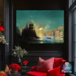 Картина Вид приморского города вечером с зажжённым маяком - Иван К. Айвазовский