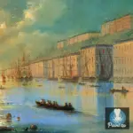 Картина Вид приморского города вечером с зажжённым маяком - Иван К. Айвазовский