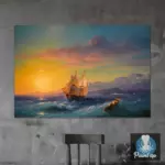 Картина Корабль на закате у мыса Мартен - Иван К. Айвазовский