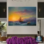 Картина Корабль на закате у мыса Мартен - Иван К. Айвазовский