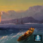 Картина Корабль на закате у мыса Мартен - Иван К. Айвазовский