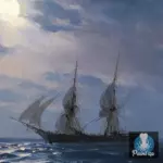 Картина Бриг Меркурий в лунном свете - Иван К. Айвазовский