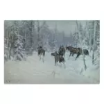 Картина Лоси в заснеженном зимнем лесу - Степанов А.С.