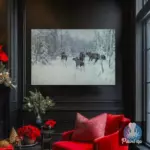 Картина Лоси в заснеженном зимнем лесу - Степанов А.С.