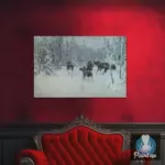 Картина Лоси в заснеженном зимнем лесу - Степанов А.С.