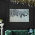 Картина Лоси в заснеженном зимнем лесу - Степанов А.С.