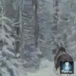 Картина Лоси в заснеженном зимнем лесу - Степанов А.С.
