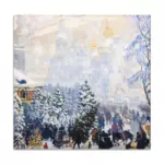 Картина Ёлочный торг - Борис Кустодиев