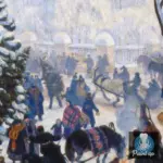 Картина Ёлочный торг - Борис Кустодиев