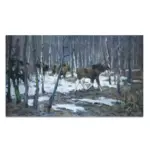 Картина Зимний лес с лосями - Степанов А.С.