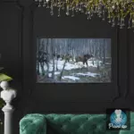 Картина Зимний лес с лосями - Степанов А.С.