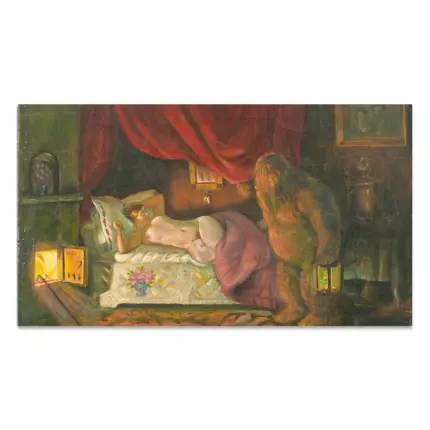 Картина Купчиха и домовой - Кустодиев Б.М.