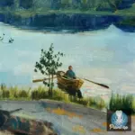 Картина Лесное озеро в Конкола - Кустодиев Б.М.