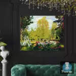 Картина Пейзаж с цветочной клумбой - Кустодиев Б.М.