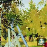 Картина Пейзаж с цветочной клумбой - Кустодиев Б.М.