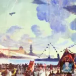 Картина Ночной праздник на Неве - Кустодиев Б.М.