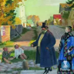 Картина Осеннее гулянье - Кустодиев Б.М.
