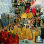 Картина Крещенское водосвятие - Кустодиев Б.М.