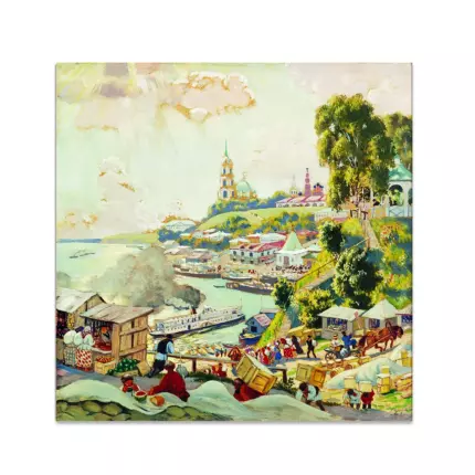 Картина На Волге (Прогулка вдоль Волги) - Борис Кустодиев