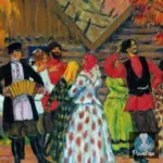 Картина Деревенский праздник - Кустодиев Б.М.