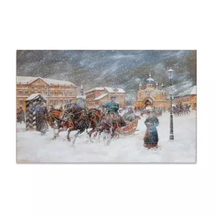 Картина Зимний обоз -Кустодиев Б.М.