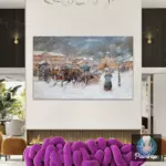 Картина Зимний обоз -Кустодиев Б.М.