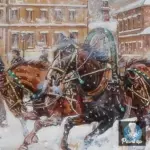 Картина Зимний обоз -Кустодиев Б.М.