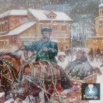 Картина Зимний обоз -Кустодиев Б.М.