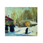 Картина Купеческий двор - Кустодиев Б.М.