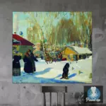 Картина Купеческий двор - Кустодиев Б.М.