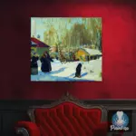 Картина Купеческий двор - Кустодиев Б.М.