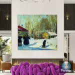Картина Купеческий двор - Кустодиев Б.М.