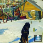 Картина Купеческий двор - Кустодиев Б.М.