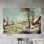 Картина Зимний пейзаж с конькобежцами и ловушкой для птиц - Питер Брейгель