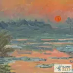 Картина Закат на Сене зимой - Клод Моне